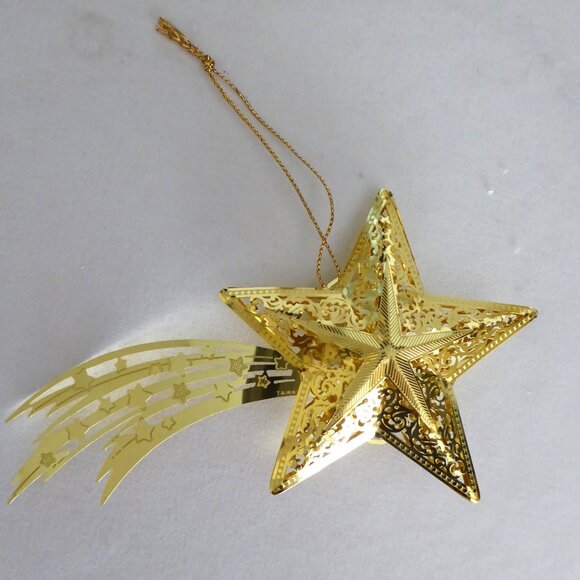 NEW VINTAGE 10.5” & 6” GOLD METAL SHOOTING STAR CHRISTMAS BETHLEHEM ORNAMENT LOT - Picture 7 of 14